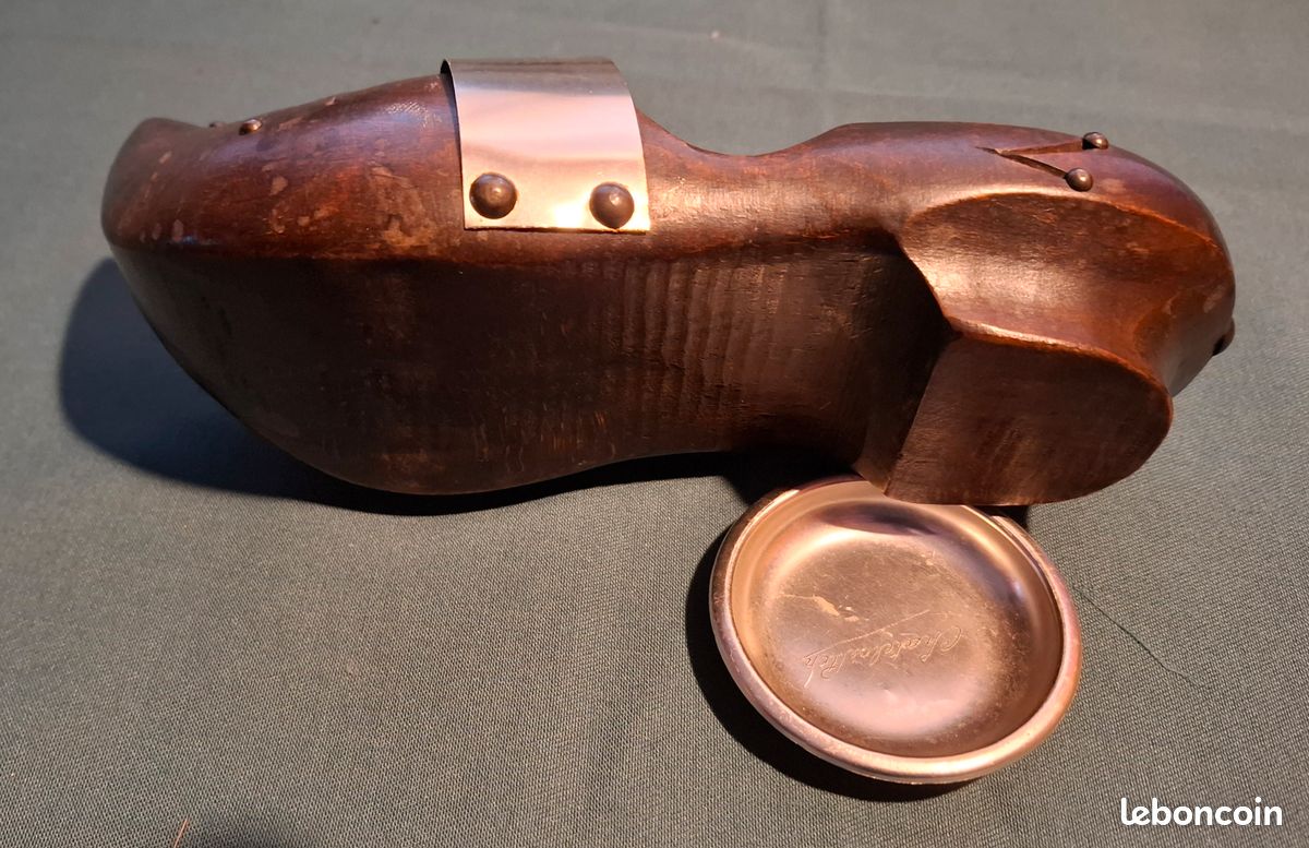 Porte-Bouteille Vintage – Forme Sabot – Bois Et Cuir – Déco De Cave