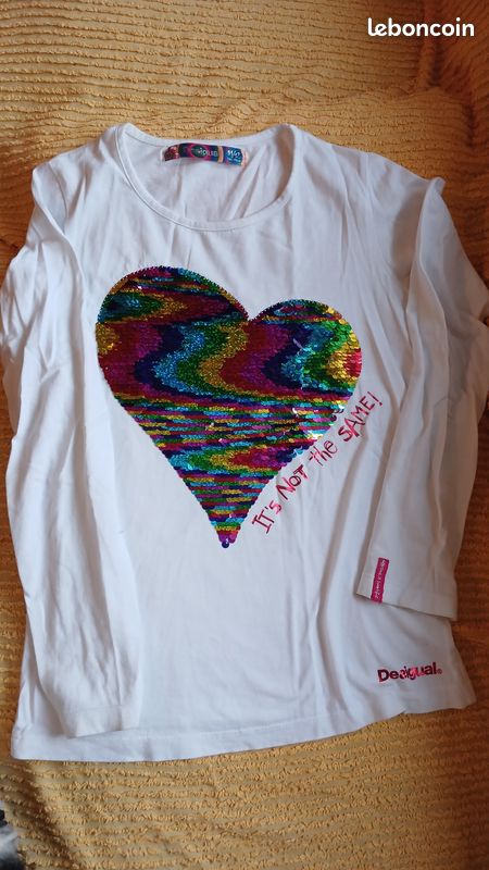 T-shirt Desigual Garçon 11-12 Ans Taille 146 - Manches Courtes Gris Bonhomme - Excellent état