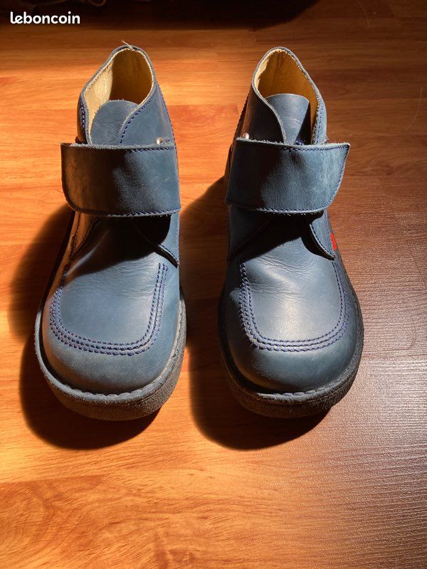 Kickers- bottines cuir bleu garçon T 38 - etat neuf (image 1)