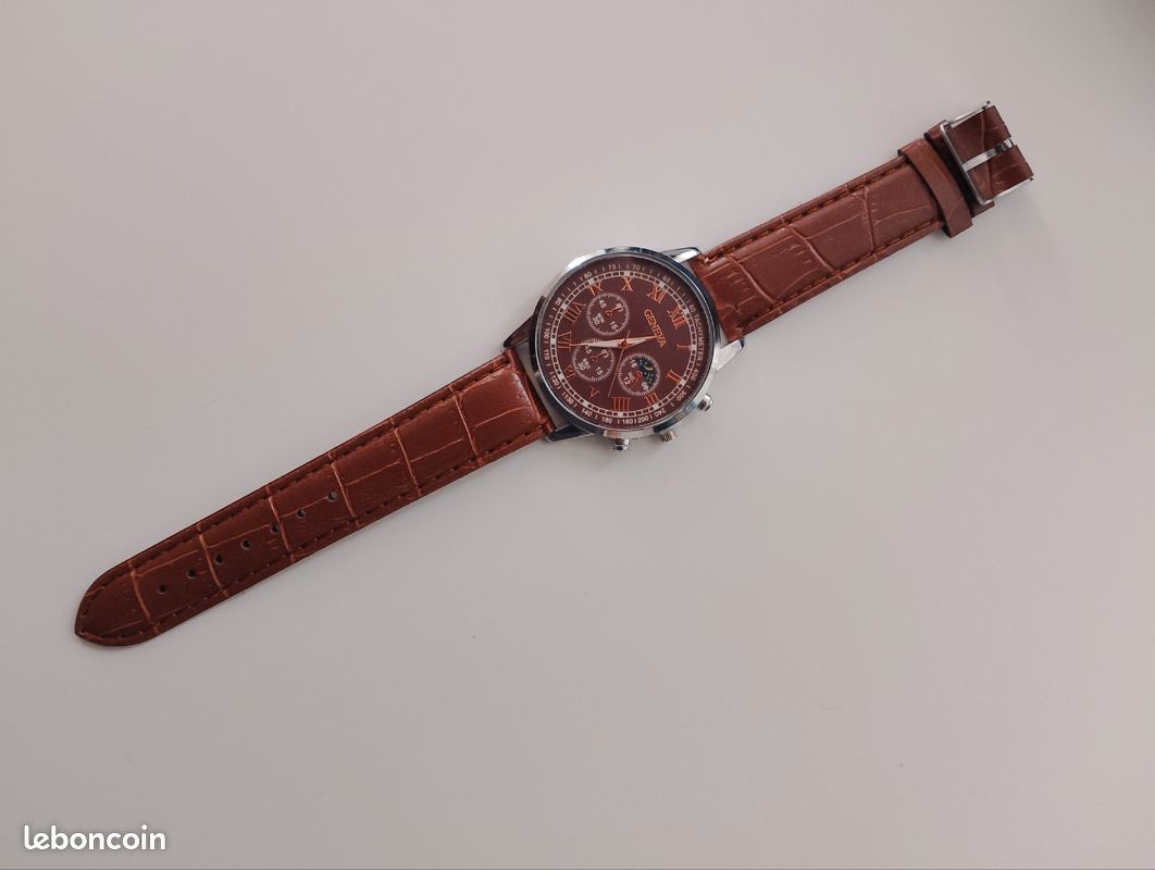 MONTRE CHRONOGRAPHE SUISSE HOMME ZENTLER FRERES RODAN - Bracelet Cuir - Neuf Avec étiquettes