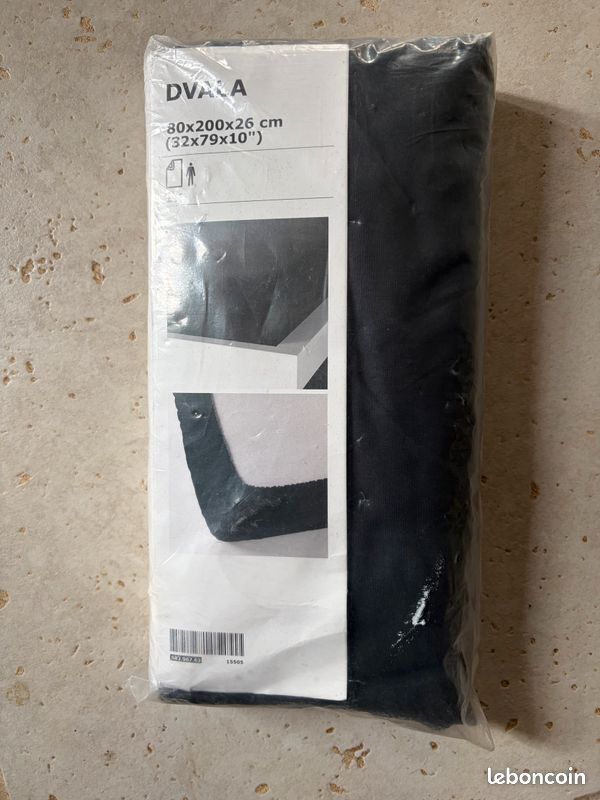 Drap housse Ikea gris foncé 80 x 200 (image 1)