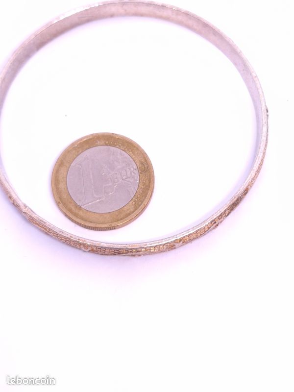 Bracelet En Métal Argenté Rosé Vintage Années 80 - Occasion