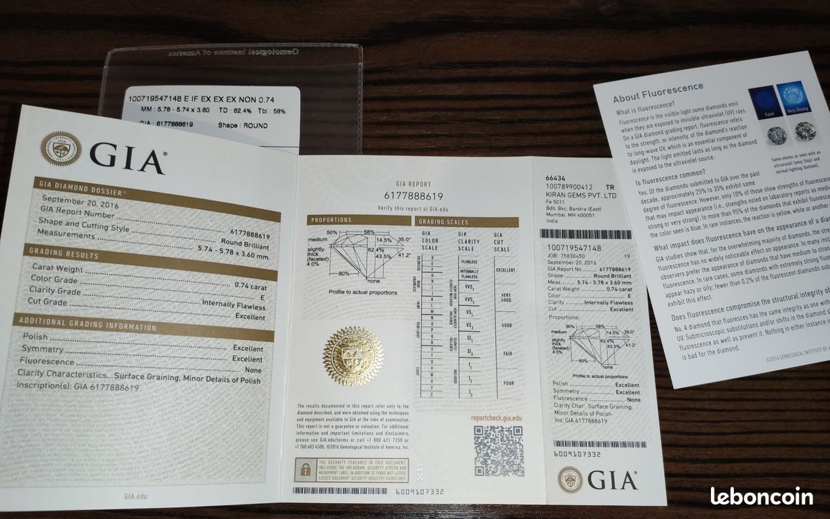 Diamant naturel 0.74ct E IF GIA (image 3)