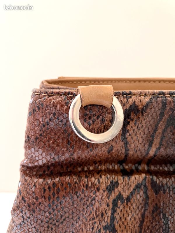 Sac à main/ à dos Actuel Paris camel python, vintage chic, femme, assez bon état (image 5)