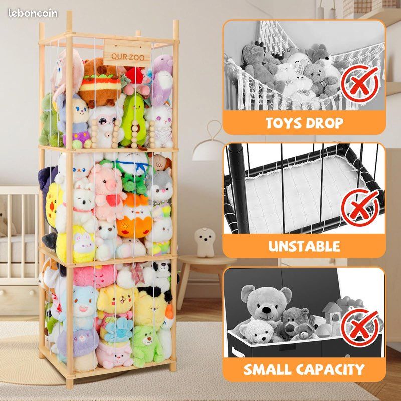 Rangement Peluche Chambre Enfant Range Peluche en Bois Rangement