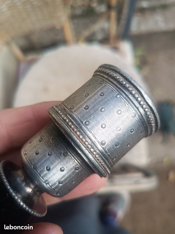 MANCHE À GIGOT XIXème Argent guilloché Massif , Ancien 120 Grammes