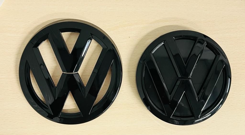 Pack 2 logos Volkswagen VW noir brillant POLO 6C coffre et