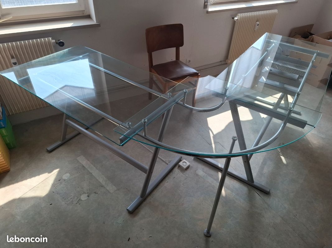 Beau bureau d'angle en verre (image 1)