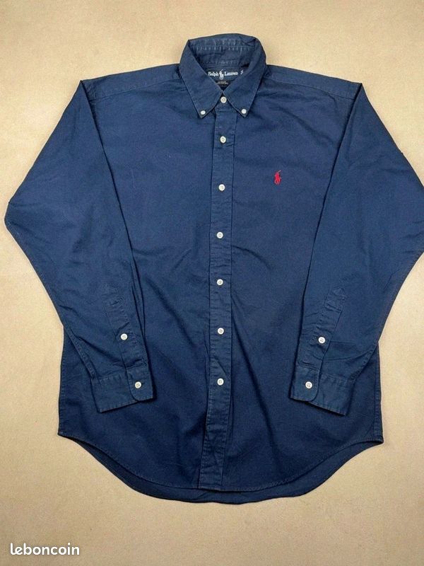 Chemise Ralph Lauren Blaire en coton bleu marine S logo brodé rouge #CRL039 (image 2)