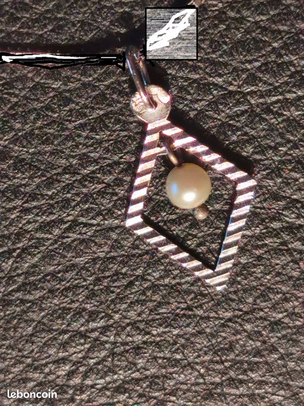 Pendentif or blanc 18 carats et perle (image 1)