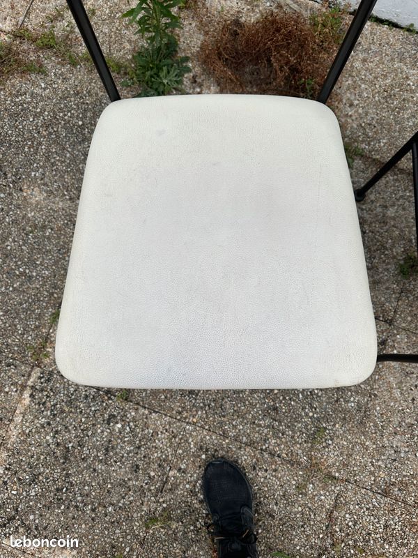Lot de 2 Chaises en fer forgé avec assise blanche confortable (image 4)