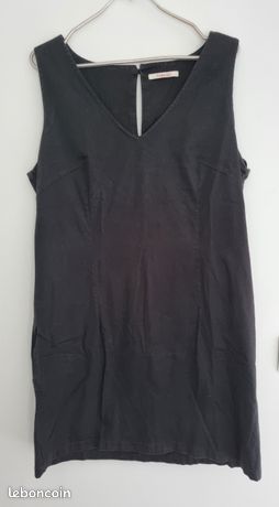 Robe Camaïeu Noire Taille 42 - Style Bustier Midi - Coton - Occasion Très Bon État
