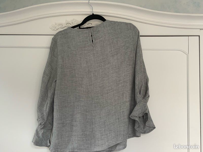 Chemisier blouse pour femme gris clair de marque Zara taille l