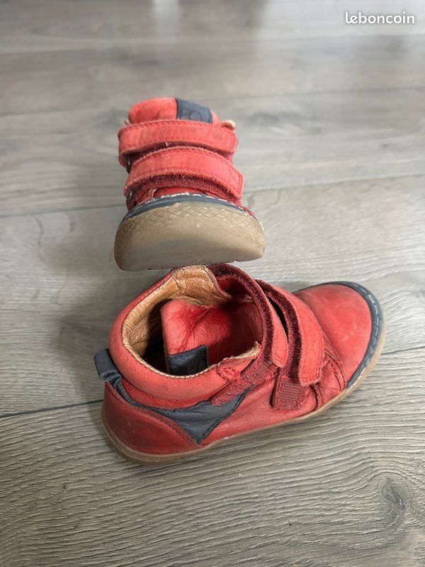 Chaussures montantes scratchs Norvik cuir rouge – 27 (image 6)