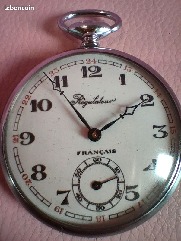 Montre à Gousset RÉGULATEUR Français - Mouvement Mécanique Manuel, Cadran Argenté Occasion