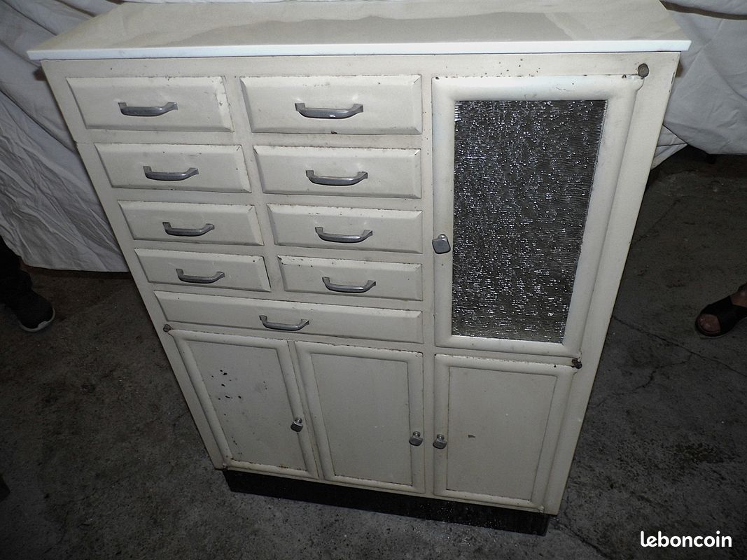 Meuble de métier dentiste hopital années 50 armoire pharmacie vintage design XXème siecle meuble industriel (image 10)