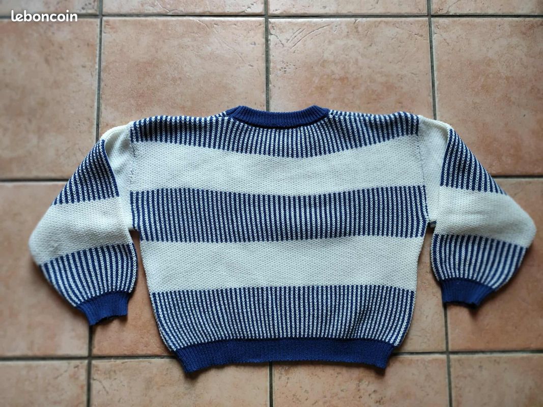 Pull Babydoll Rayé Free People - Manches Bonnet, Gris Bleu, Taille S, Très Bon état