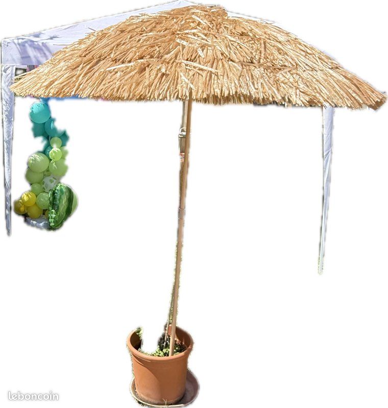 Parasol en paille Anniversaire tahitien décoration hawaïenne deco Tahiti parasol paille (image 15)