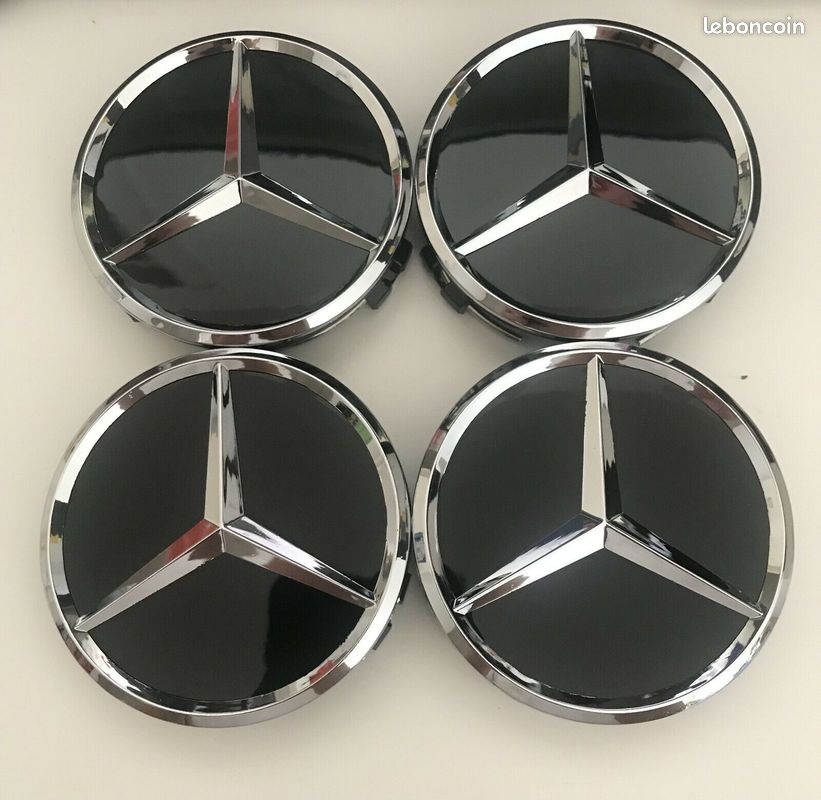 Lot de 4 Cache moyeu pour Mercedes-Benz Gris Moyeu 75 mm