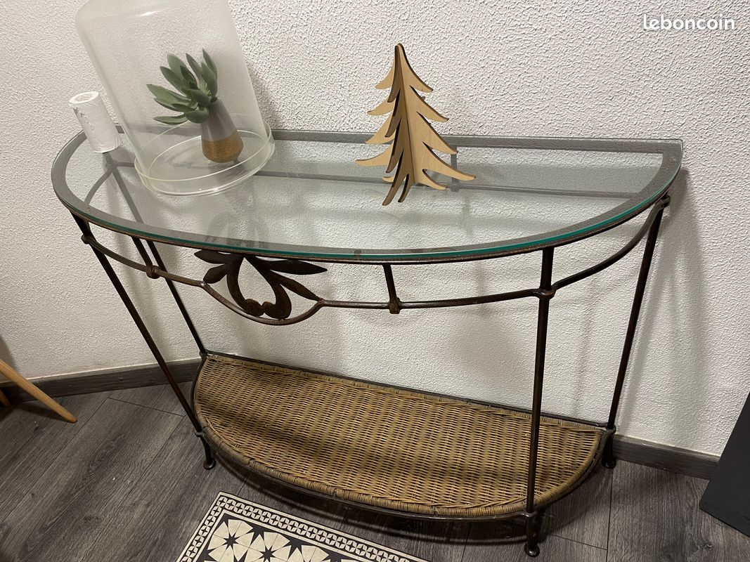 Meuble décoratif acier + verre (image 1)