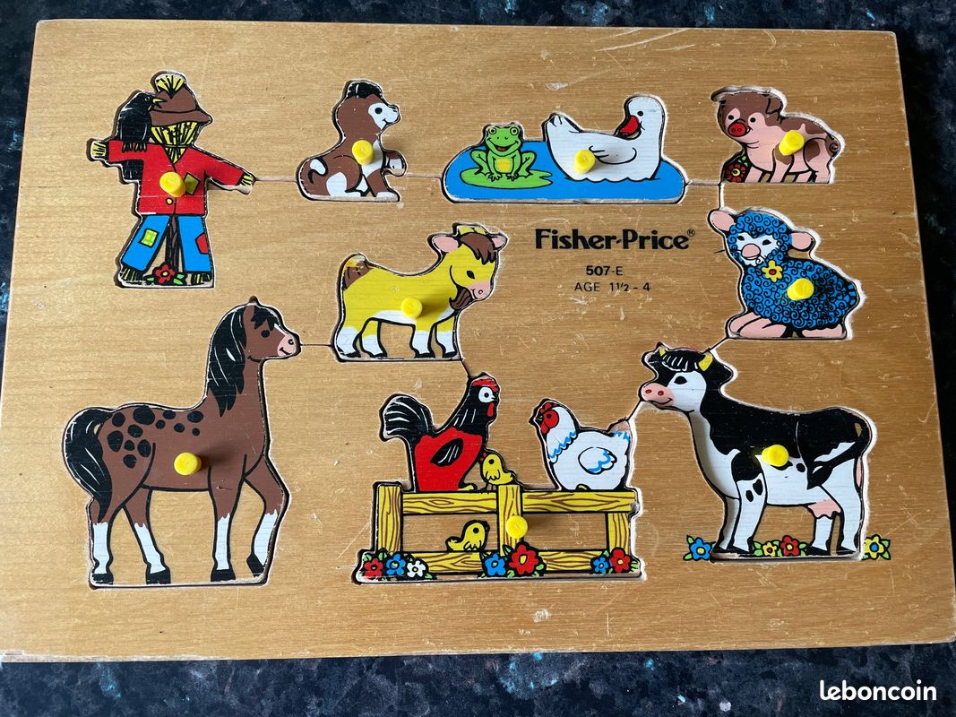 Puzzle en bois vintage Fisher Price (image 1)