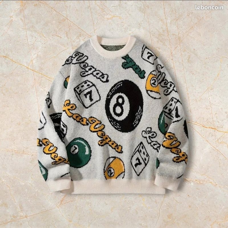 Knit Las Vegas Sweater Y2K 90s Taille M – Crewneck Old School
