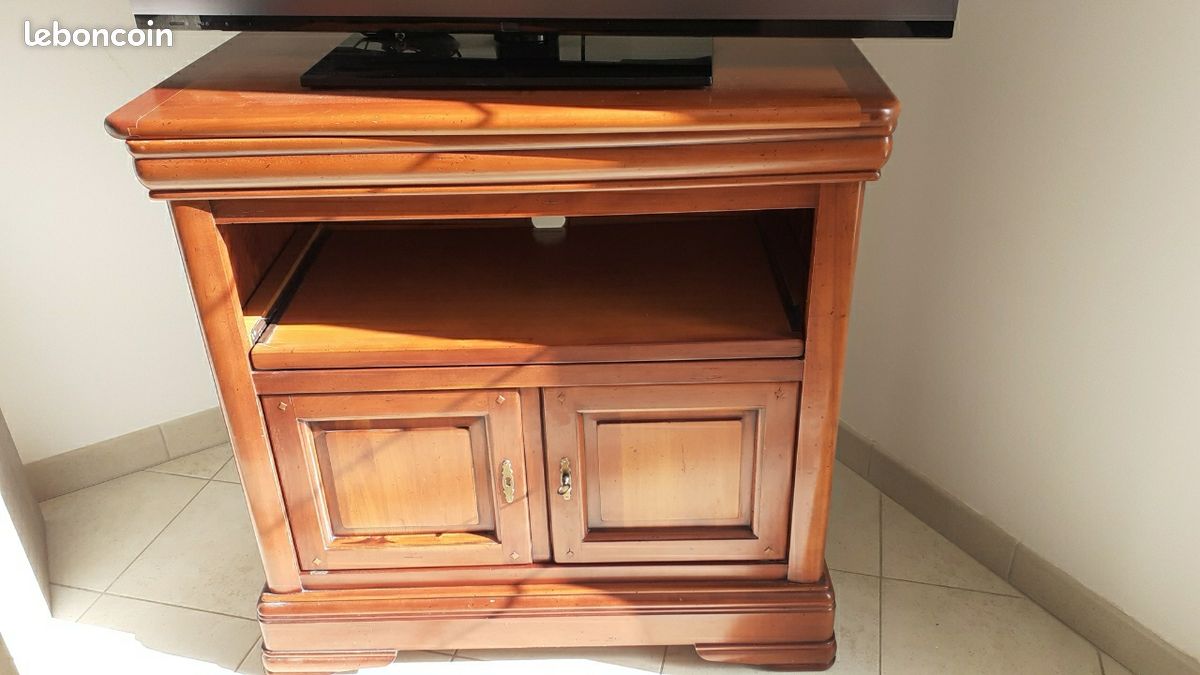 Meuble TV En Bois Et Verre, Couleur Beige, Avec Plateau Tournant – Idéal Pour écrans De 101 à 125 Cm
