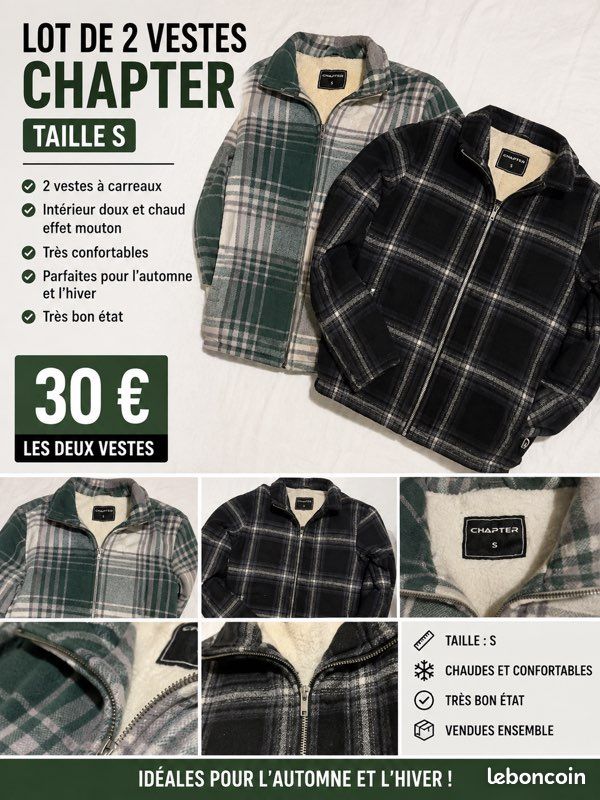 🧥 lot de 2 vestes chapter – taille s (image 1)