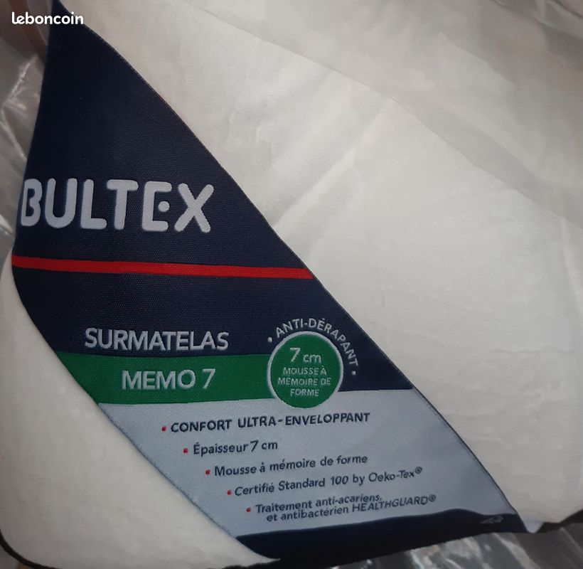 Surmatelas neuf Bultex kingsize 180x200 ep 7cm (image 2)