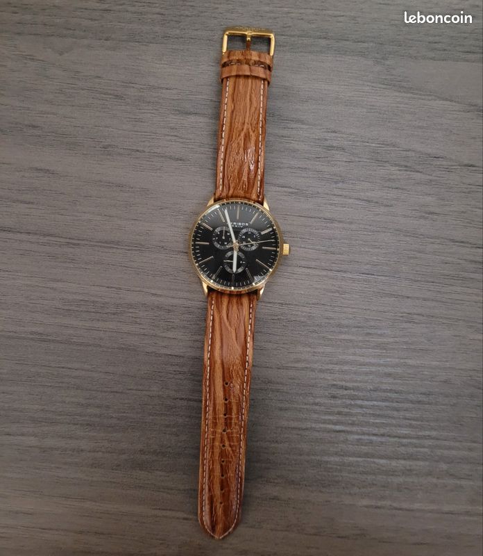 Montre Akribos24 or/marron, bracelet cuir (image 1)