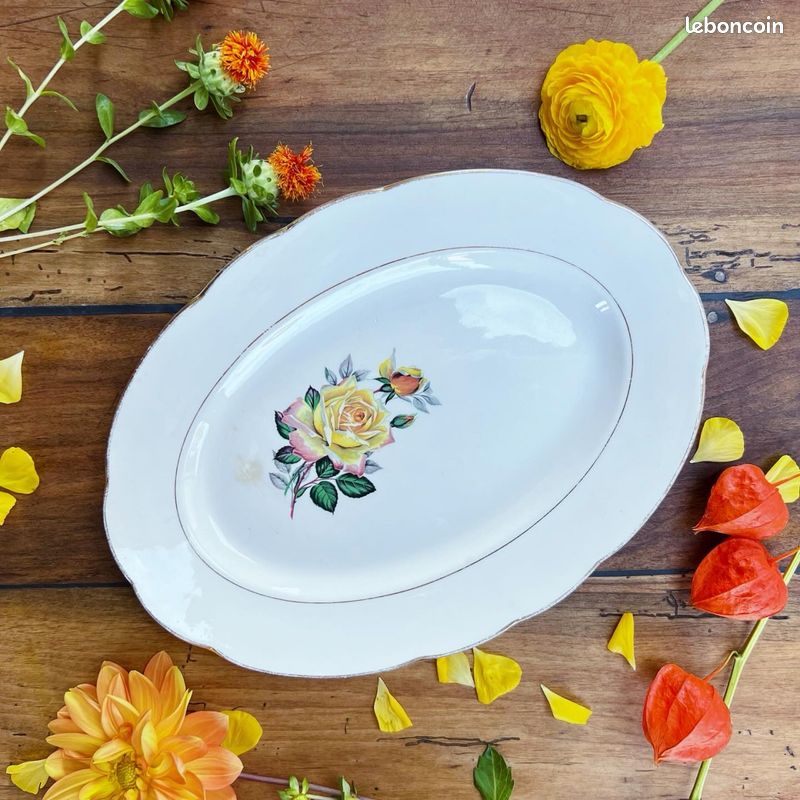 Ravissant plat oval vintage - Gardanne Gien (image 1)