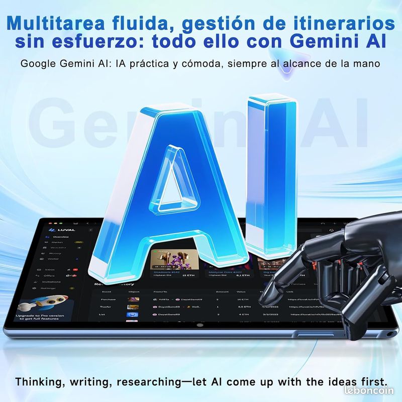 Tablette Android 15 10 Pouces - 30Go RAM, 128Go ROM, WiFi 5G, 8000mAh, Octa-Core, Avec Clavier Et Souris Bluetooth, Widevine L1