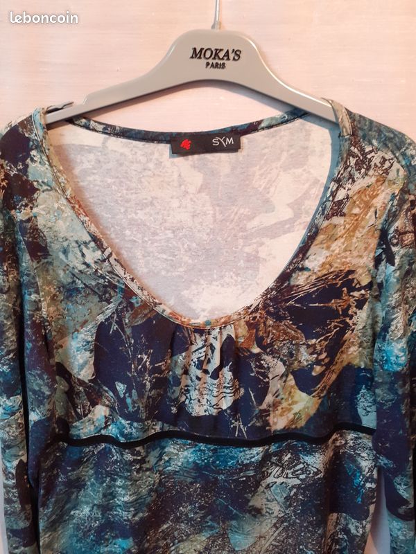 Blouse femme camaieu bleu Sym (image 2)