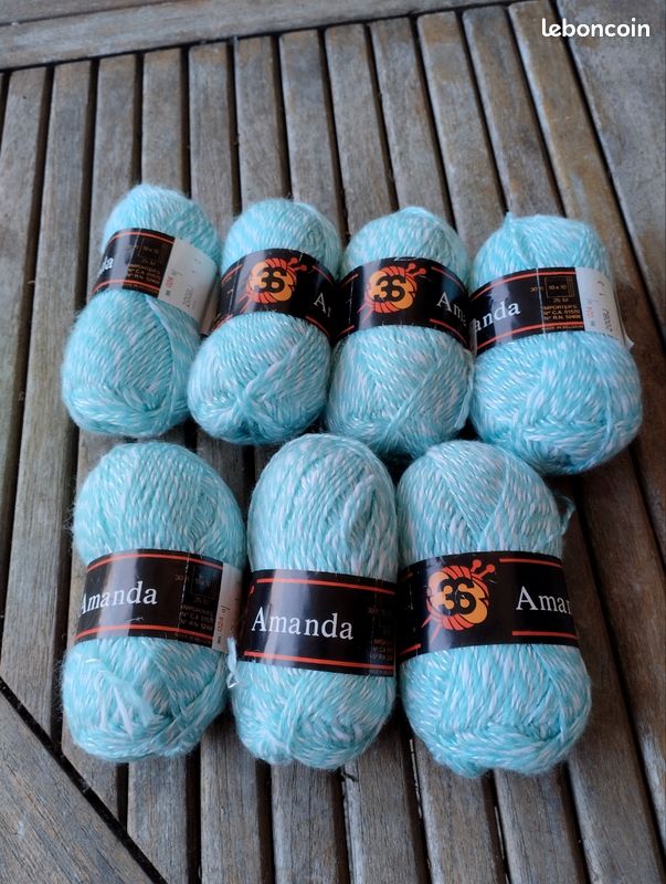 7 pelotes de laine Amanda chinées blanc/Turquoise 3suisse (image 2)