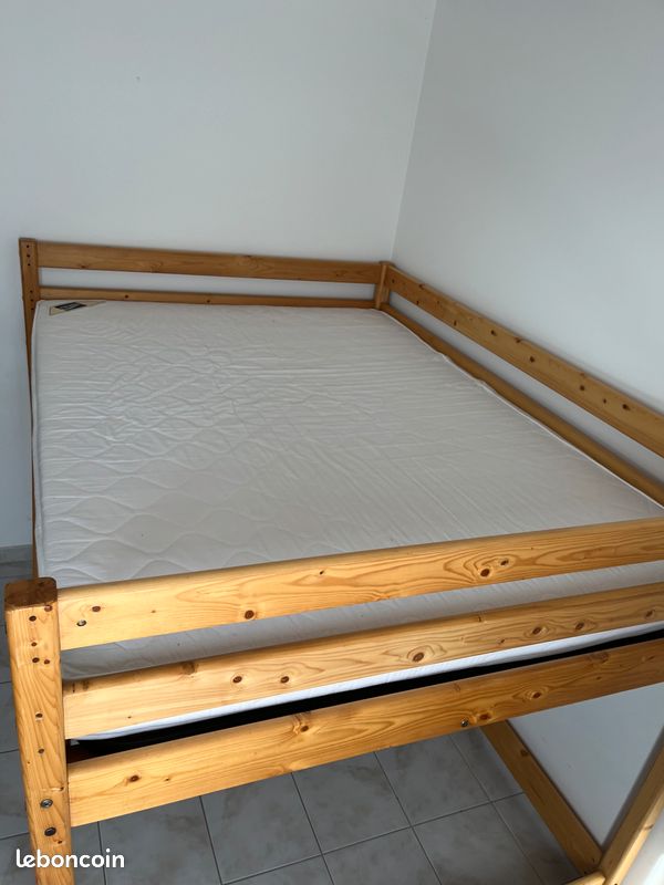 Lit Double Grande Hauteur avec Sommier et Matelas (image 3)