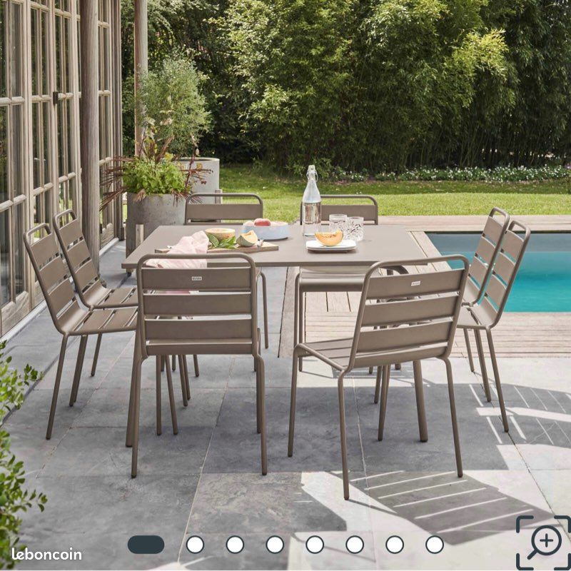 Table de jardin Oviala, table carrée 120x120 + 8 chaises (image 3)