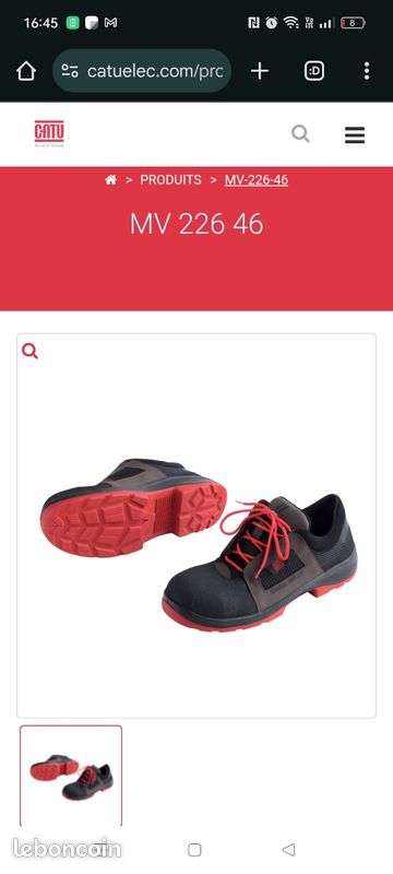 Chaussures de securité d'electricien Gaston Mille Catu taille 46