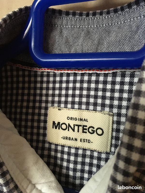 Chemise Bogari coton homme grande taille bleu à carreaux ajustée