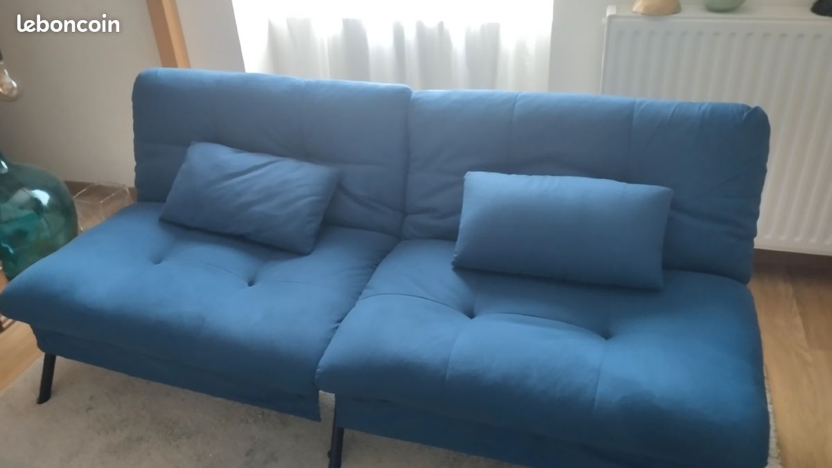 Canapé banquette lit bleu (image 1)