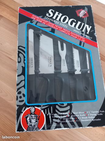 Lot De 6 Couteaux à Steak SAUFAX - Manche Bois Microdenté, Bout Rond, Noir