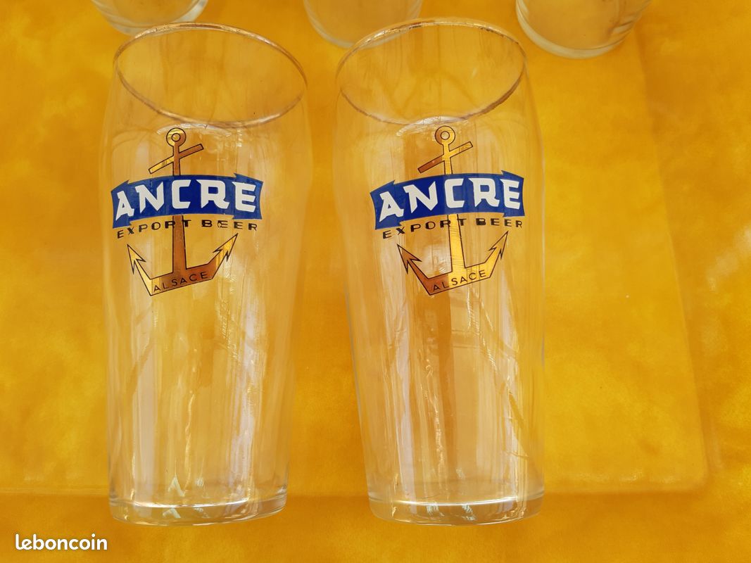 12 Verres Ancre Dorée et Bleue + Verre Bougie Ancre 1970 (image 2)