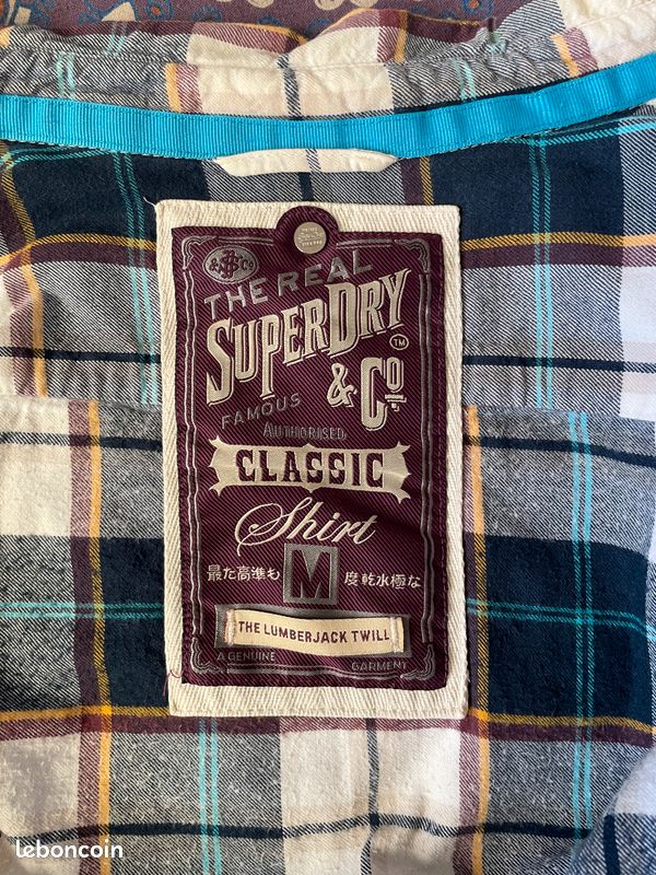 Chemise bucheron Superdry Carreaux bleus Taille M Vêtements