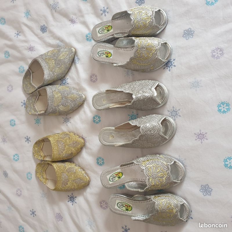 Babouches argenté petite fille ceremonie orientale mariage T 27