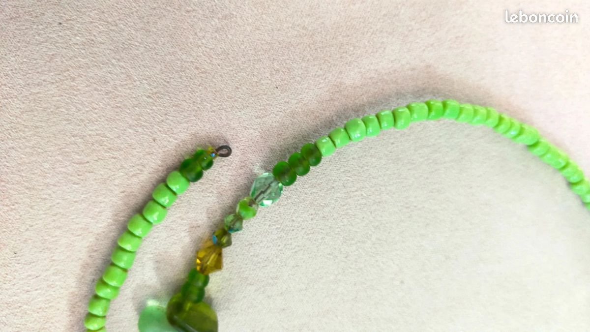 Collier Fantaisie Ancien En Perles Vertes - Style Vintage, Alliage, 41g - Parfait Pour Un Look Rétro