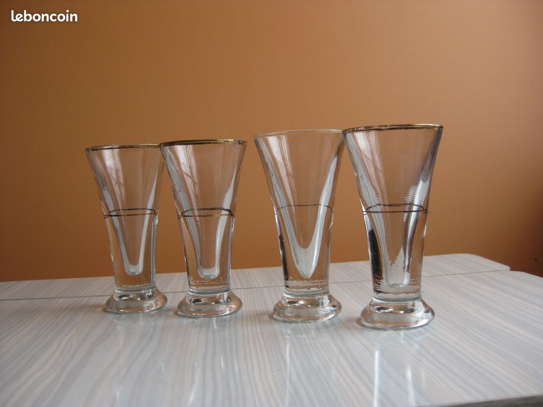 4 Verres Ricard, bordure doré Vintage (image 1)