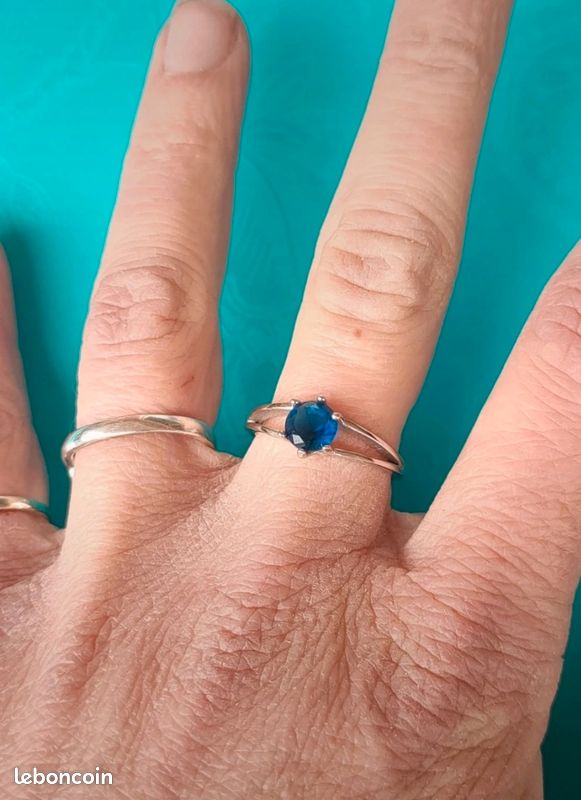 Bague En Argent 925/°° Avec Zircons - Taille 53, Occasion