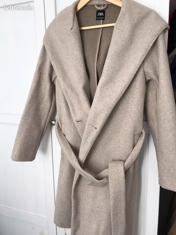 ZARA manteau léger oversize avec capuche beige S/36 Vêtements