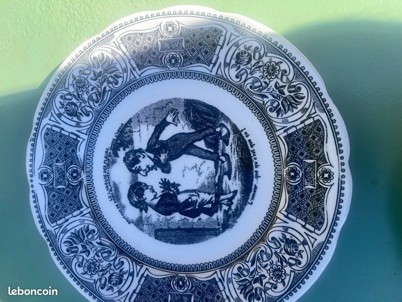 Lot de six assiettes, langage des fleurs, Gien (image 2)