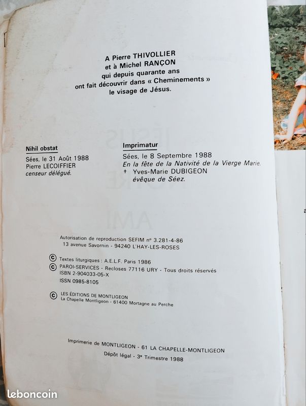 Ancien livre 1988 de catéchisme (image 2)
