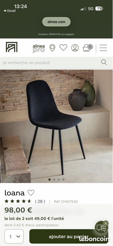 Chaise noir alinéa (image 1)